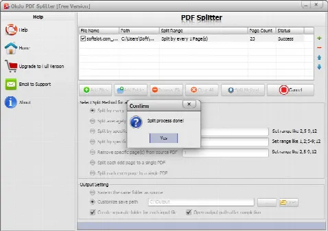 Скриншот №2 к программе Okdo PDF Splitter Free