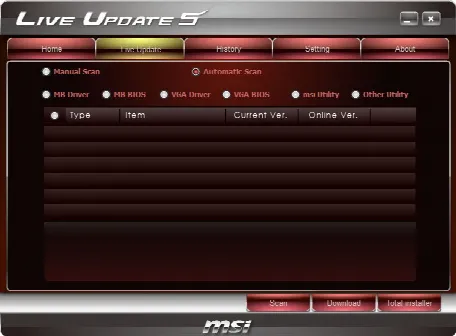 Скриншот №1 к программе MSI Live Update