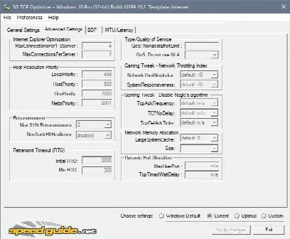 Скриншот №2 к программе TCP Optimizer