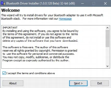 Скриншот №1 к программе Bluetooth Driver Installer