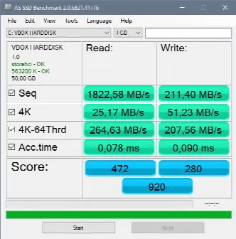 Скриншот №1 к программе AS SSD Benchmark