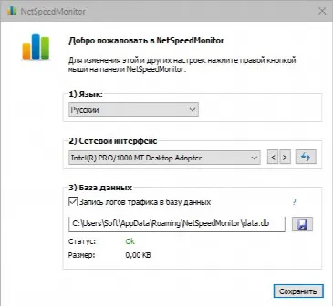 Скриншот №1 к программе NetSpeedMonitor