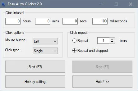 Скриншот №1 к программе Easy Auto Clicker