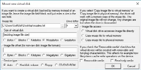 Скриншот №1 к программе ImDisk Virtual Disk Driver