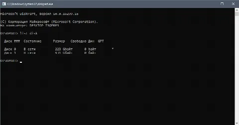 Скриншот №1 к программе Microsoft DiskPart