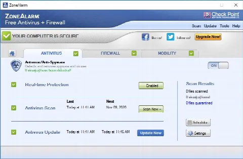 Скриншот №2 к программе ZoneAlarm Free Antivirus + Firewall
