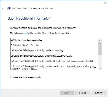 Скриншот №2 к программе Microsoft .NET Framework Repair Tool