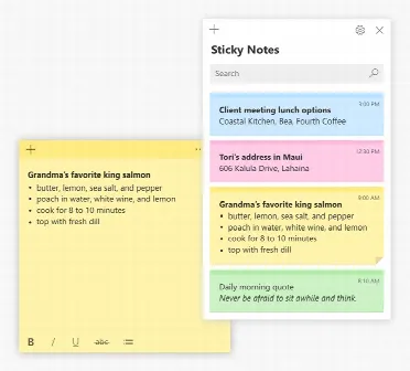 Скриншот №2 к программе Microsoft Sticky Notes
