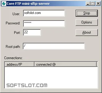 Скриншот №1 к программе Core FTP mini-sftp-server