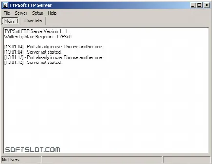 Скриншот №2 к программе TYPSoft FTP Server