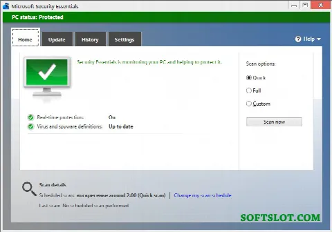 Скриншот №1 к программе Microsoft Security Essentials