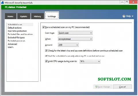 Скриншот №2 к программе Microsoft Security Essentials