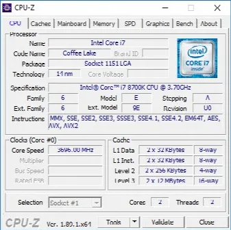 Скриншот №1 к программе CPU-Z