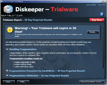 Скриншот №1 к программе Diskeeper Professional