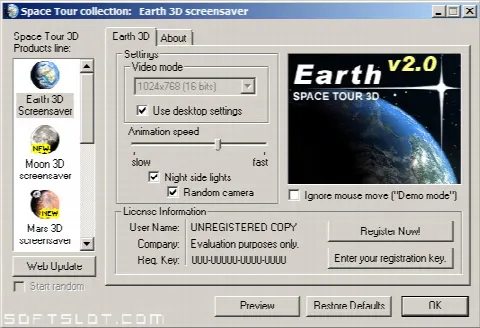 Скриншот №1 к программе Earth 3D Space Tour