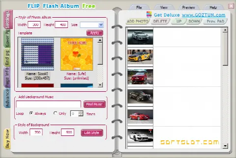 Скриншот №1 к программе FLIP Flash Album Free