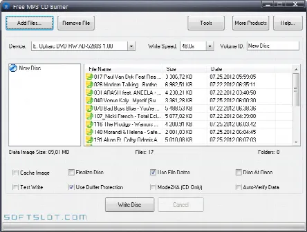 Скриншот №1 к программе Free MP3 CD Burner