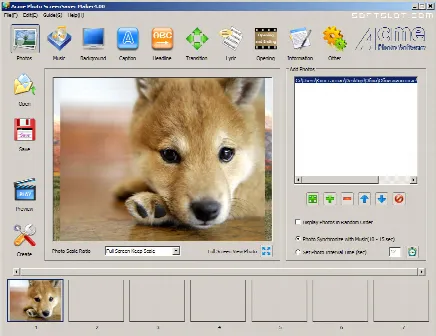 Скриншот №1 к программе Acme Photo ScreenSaver Maker