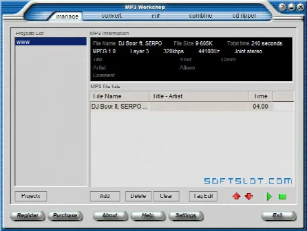 Скриншот №1 к программе MP3 Workshop