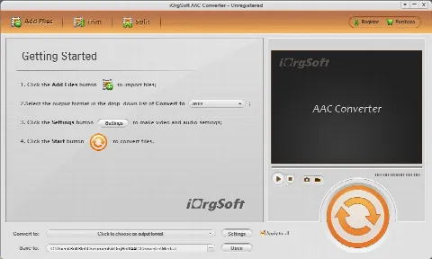 Скриншот №1 к программе iOrgSoft AAC Converter