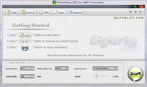 Скриншот №1 к программе WinX Free FLV to MP3 Converter
