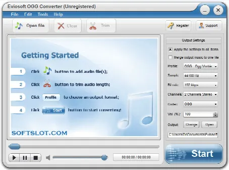 Скриншот №1 к программе Eviosoft OGG Converter