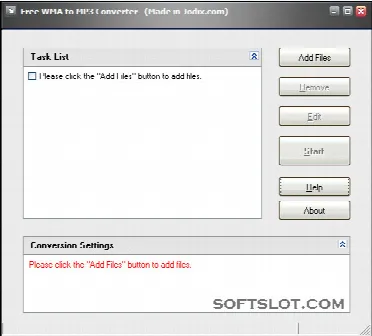 Скриншот №1 к программе Free WMA to MP3 Converter