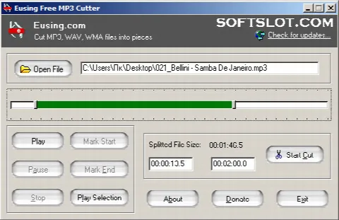 Скриншот №1 к программе Portable Eusing Free MP3 Cutter