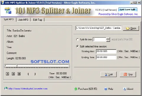 Скриншот №1 к программе 101 MP3 Splitter & Joiner