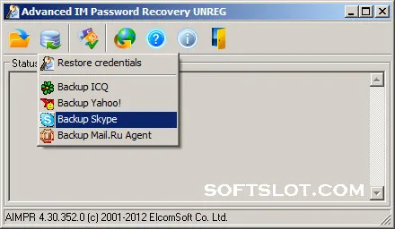 Скриншот №1 к программе Advanced IM Password Recovery