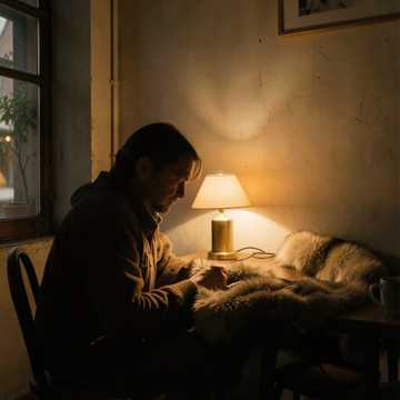 Шиншилла и торшер