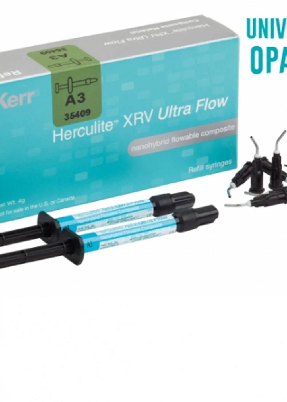 Herculite XRV Ultra Flow цв.Universal Opaque (2шпр.х2г, насадки-20шт.), 35418, Kerr