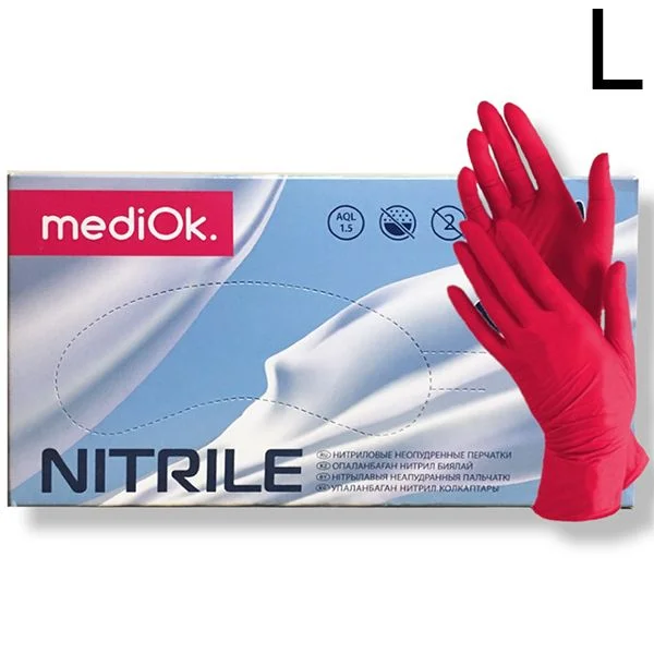 Перчатки Нитриловые "MediOk" Красные  L 100 шт (50 пар)