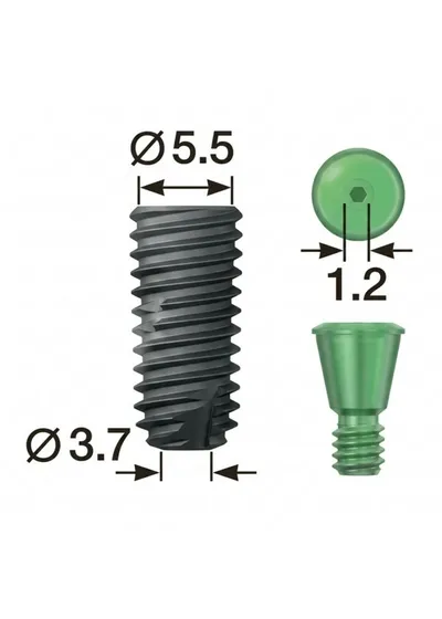 Имплантат, Osstem, TS III SA, D=5.5 мм, L=10.0 мм, с адаптером