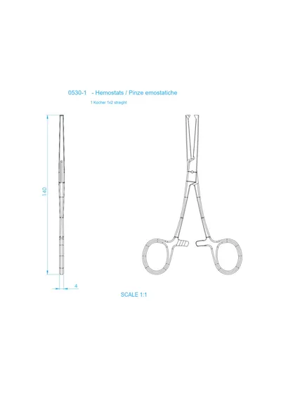 Asa Dental 0530-1 - зажим "Москит" прямой, 14 см