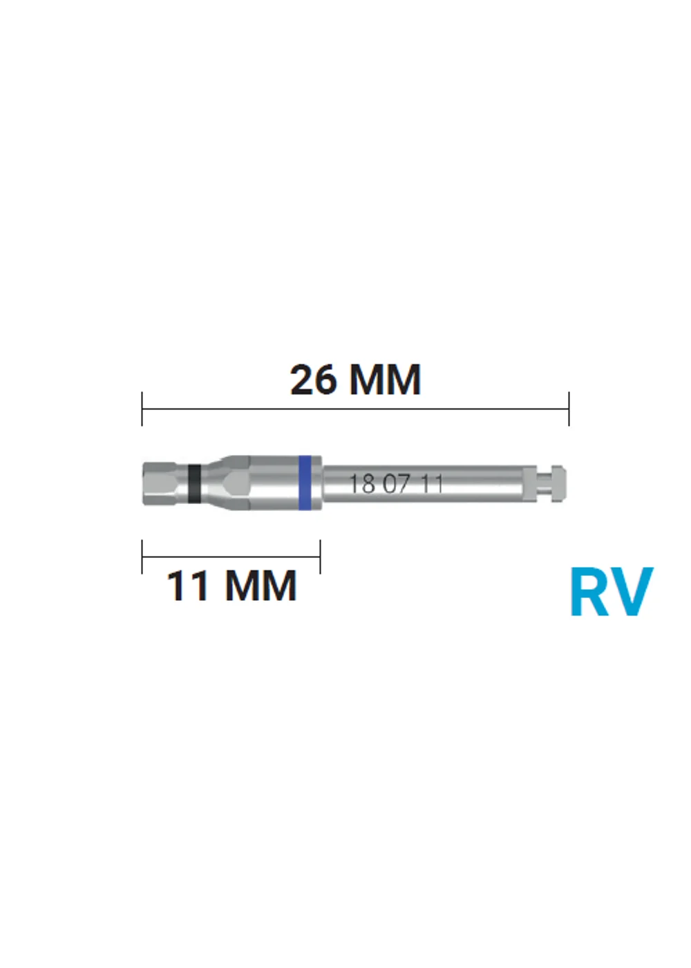 Имплантовод для наконечника VEGA RV короткий, синий, арт: 18 07 11