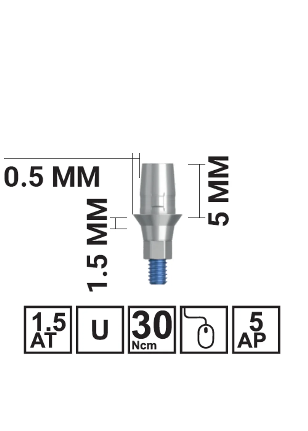 Основание титановое, VEGA, для CEREC, GH 1.5 мм, толщина стенки 0.5 мм, с винтом, 18 10 65