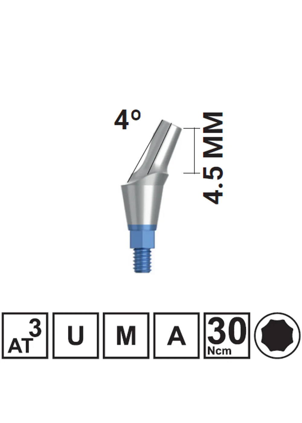 Абатмент угловой VEGA RV 25 грд., H4,5/GH3 мм, с винтом, арт: 18 10 58