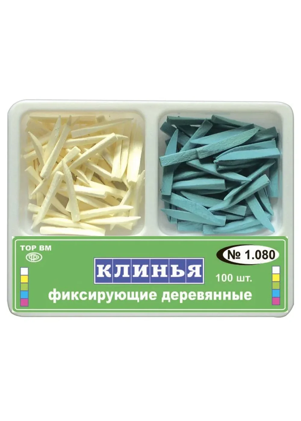 Клинья, TOP BM, деревянные белые/голубые #1.080