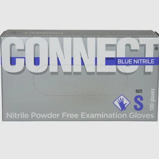 Перчатки Нитриловые CONNECT  NITRILE ПУЛИН Голубые  S (6/7) 200 шт (100 пар) Маркированные
