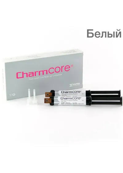 Композит двойного отверждения, DentKist, ЧармКор (CharmCore), белый, набор (2 шприца по 5 мл + 20 + 20)