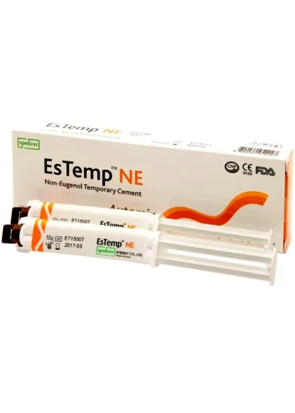 Цемент, Spident, ЭсТемп (EsTemp), для временной фиксации с эвгенолом, 2 шприца по 10 г