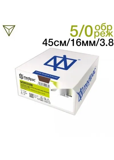 Шовный материал Medipac Моносорб 5/0 45 см Обратно-режущая 16 мм