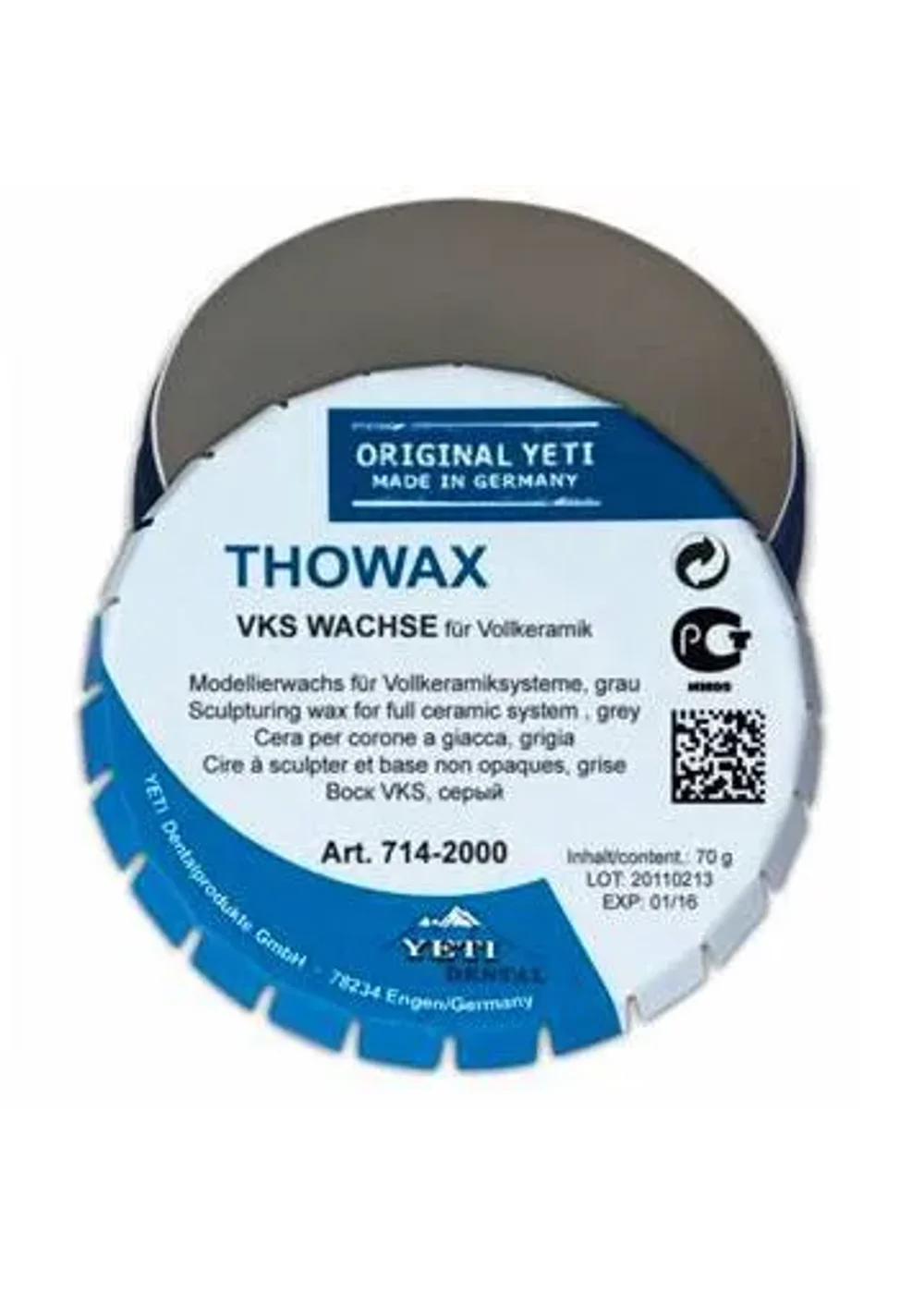 Воск моделировочный, Yeti, THOWAX VKS серый, 70г