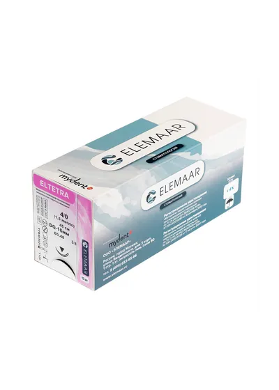 Elemaar ELTETRA 4/0 - шовный материал, 45 см, 3/8, 16 мм, обратно-режущая, 12 шт.