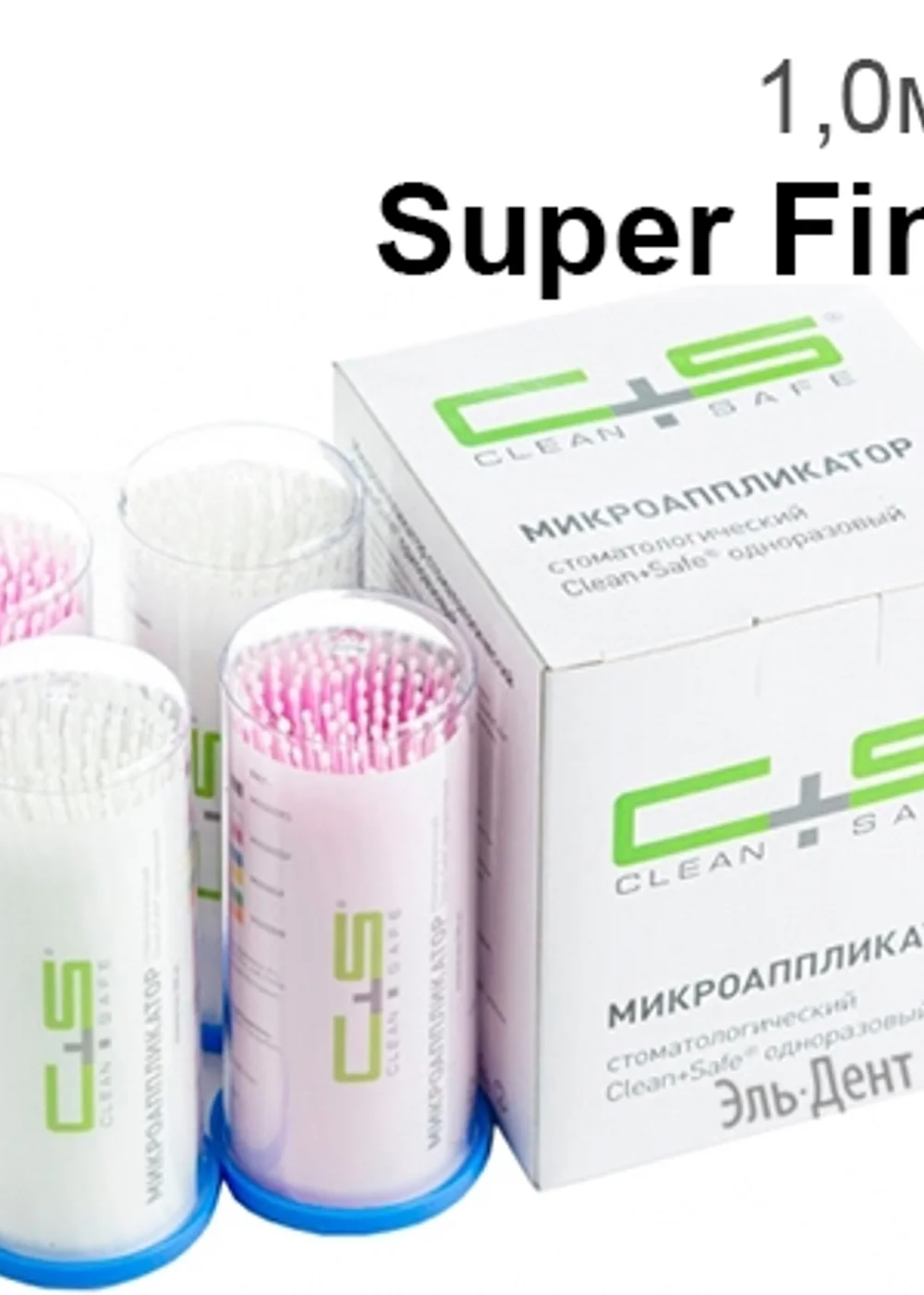 Микроаппликатор, Clean+Safe, №2 Super Fine, розовый, белый, 100 шт