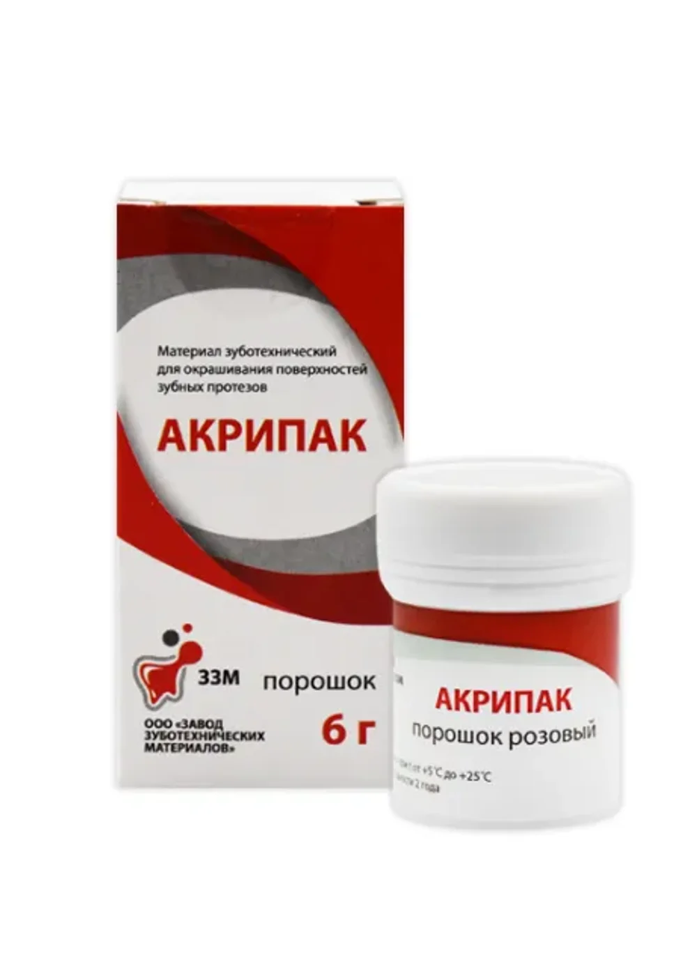 Материал акриловый, Владмива, Акрипак порошок розовый, 6г