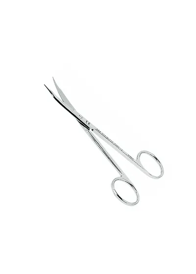 Asa Dental 0304-2 - ножницы для десны изогнутые, зубчики на одном лезвии, узкие лезвия 13 см