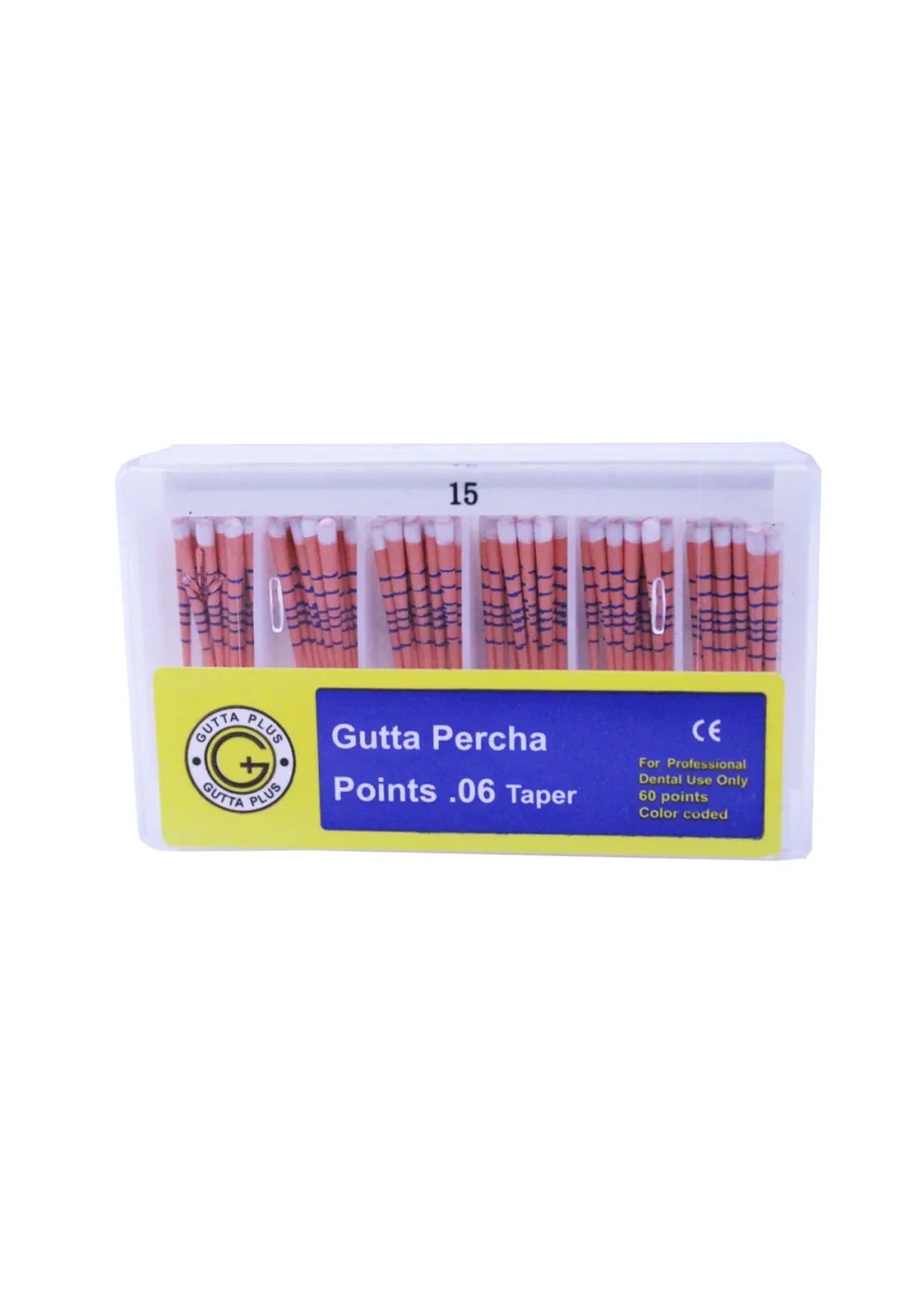Штифты гуттаперчевые, GUTTA PLUS, конус 0.06 №15, 60 шт