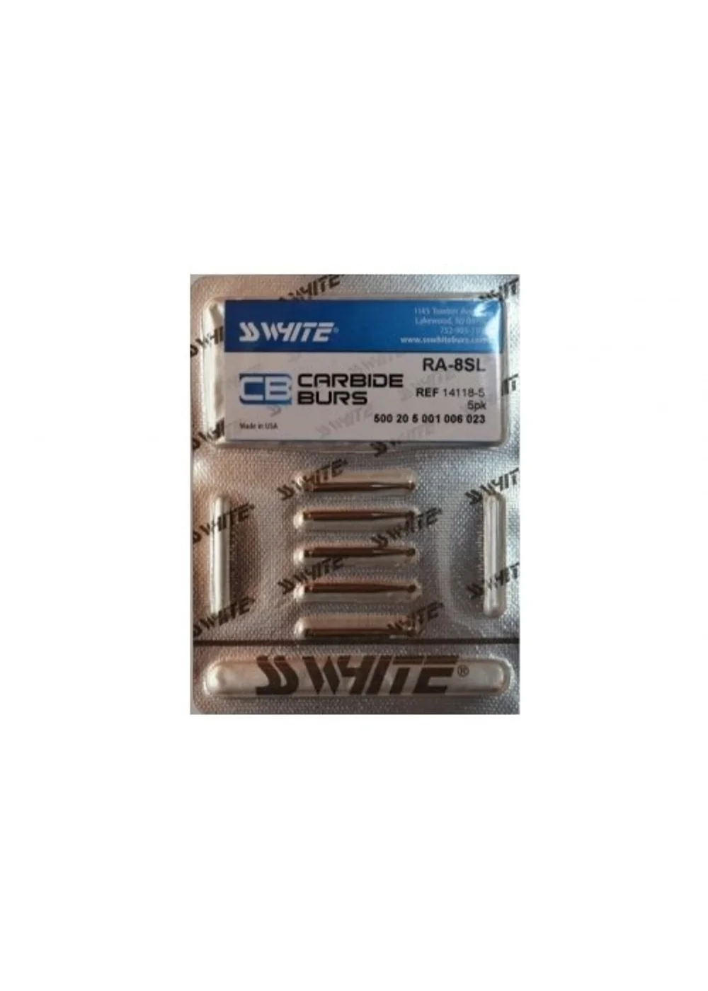 Боры SSWhite RA 8SL (d023, 5шт.) твердосплавные шаровидные хирургической длины угловые
